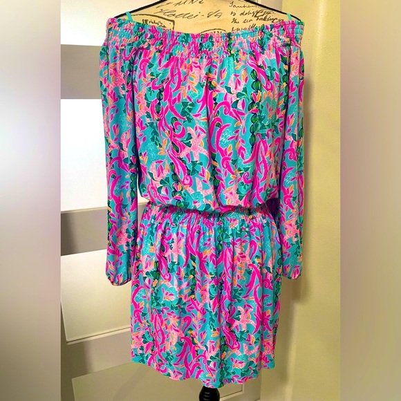 🍂 Lilly Pulitzer Blue and Pink Dress  & romper EUC - Picture 5 of 10